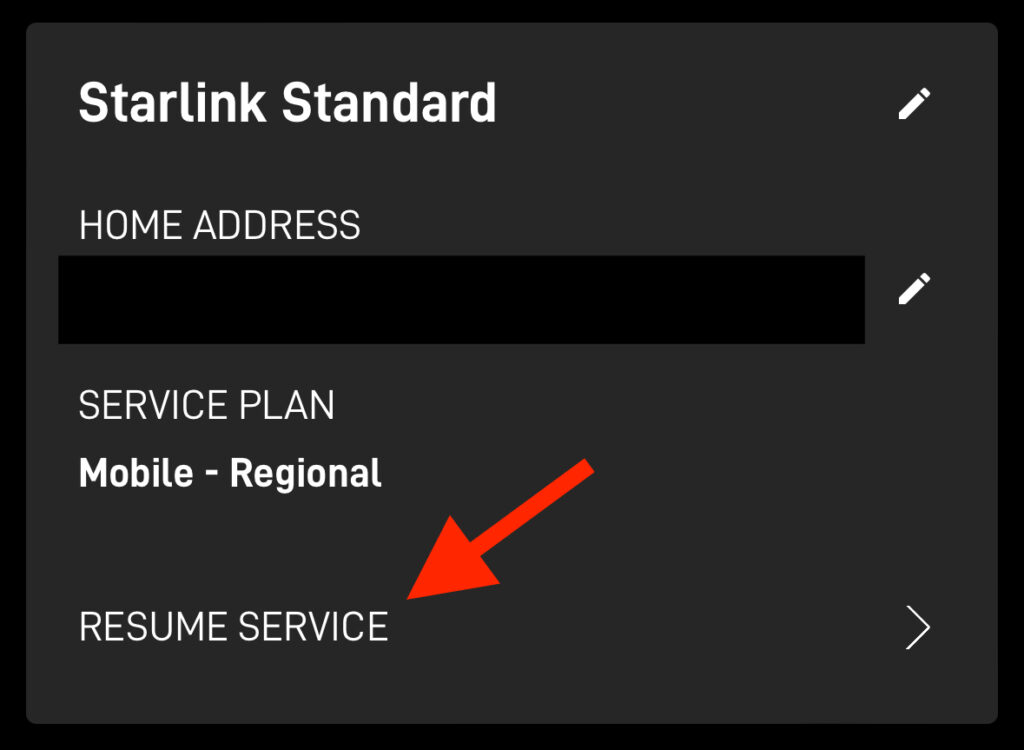 how to resume service on starlink