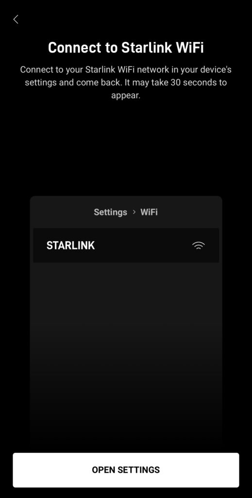 Connecting to the default STARLINK Wifi network