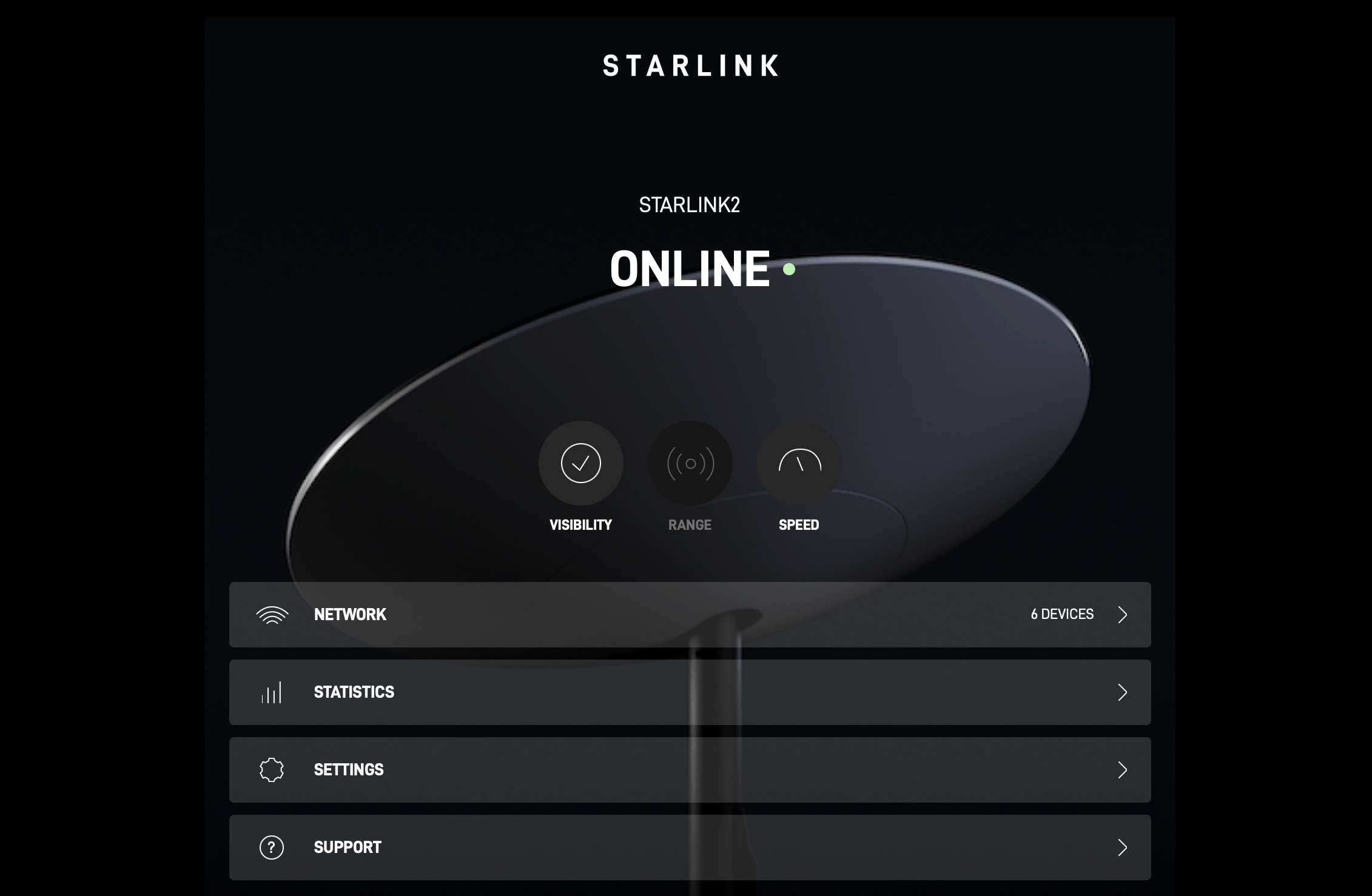 Starlink dish web portal